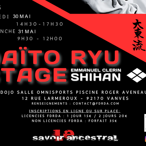 Stage Daitō-Ryū à Vanves (92) – 30 & 31 mai 2026